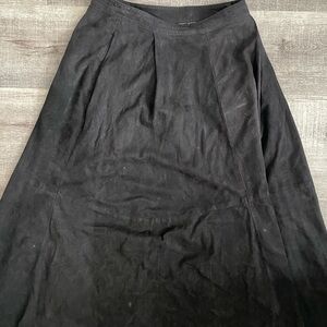 Real vintage suede leather black maxi skirt.